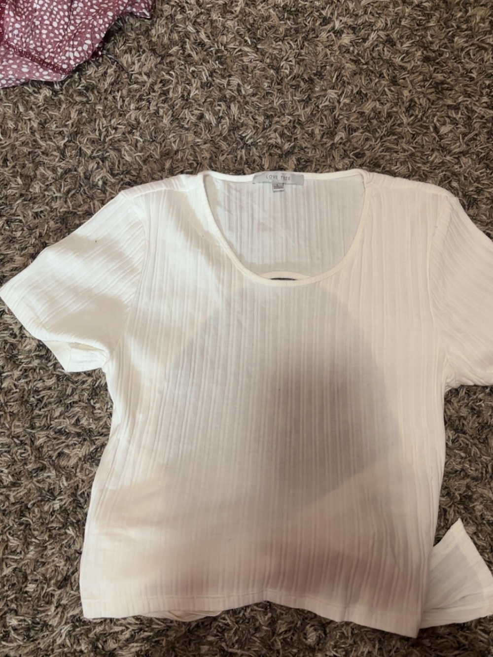 Love Tree White Ribbed Short Sleeve open back tee